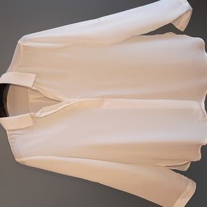 Suzy Shier blouse Semi-Sheer , Off-White Rollup Sleeves, Collared Size M…